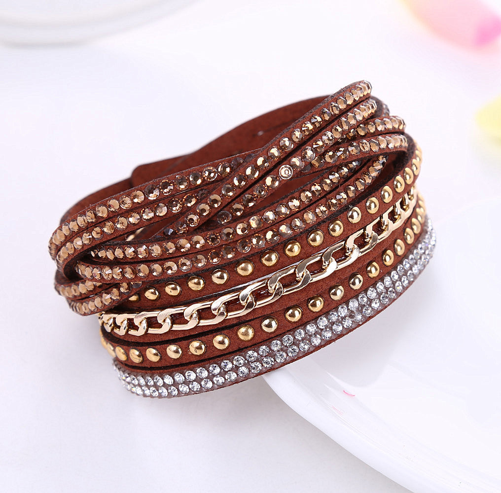 Ethnic Style Multi-Layer Rhinestone Inlay Women's Bracelet