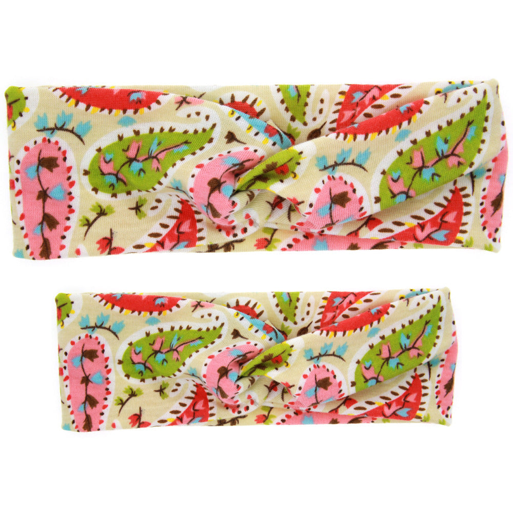 Floral Mother-Daughter Headband Set with Bunny Ears - Baby Cotton Hair Accessories