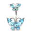 Glam Retro Butterfly Zircon Inlay Stainless Steel Belly Ring