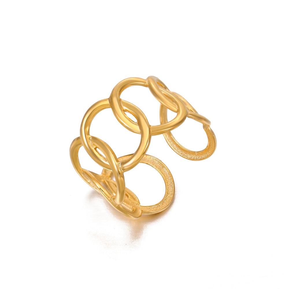 18K Gold Plated Geometric Oval Open Rings for Women