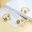 18K Gold Plated Stainless Steel Adjustable Open Ring with Asymmetrical Inlay Pearls