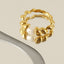 18K Gold Plated Stainless Steel Irregular Pearl Spiral Design Ring