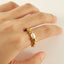 18K Gold Plated Stainless Steel Irregular Pearl Spiral Design Ring