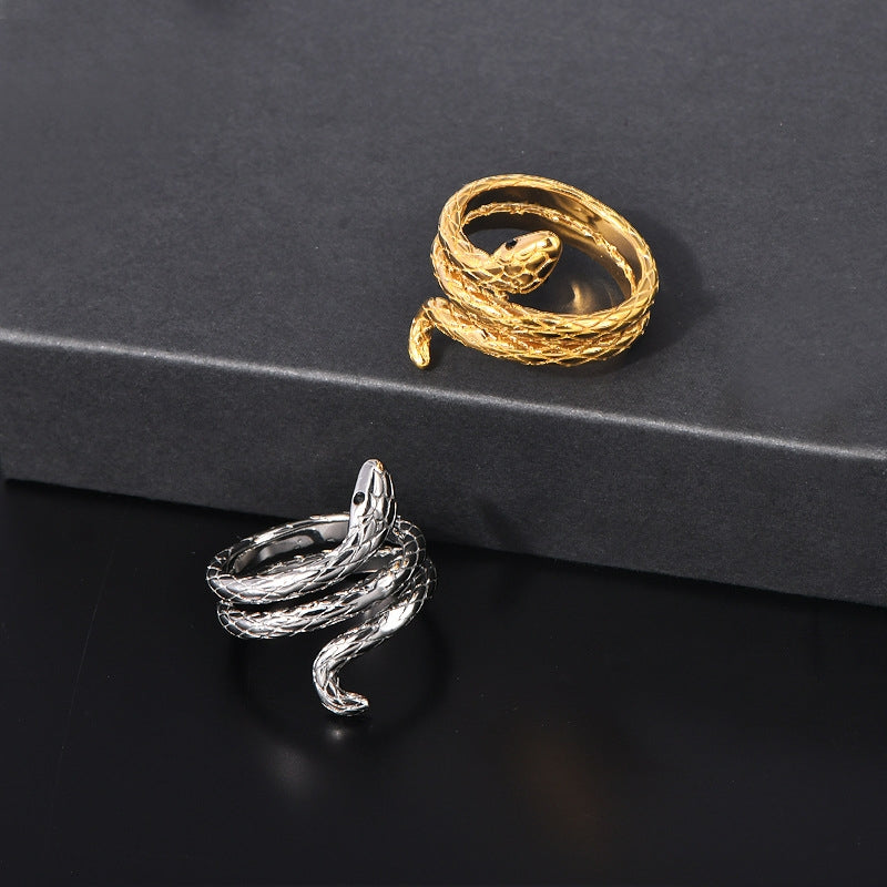 18K Gold Plated Stainless Steel Snake Wrap Ring