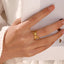 18K Gold Plated Asymmetrical Open Cross Chain Design Stainless Steel Ring