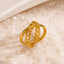 18K Gold Plated Asymmetrical Open Cross Chain Design Stainless Steel Ring