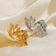 18K Gold Plated Stainless Steel Leaf Adjustable Open Ring