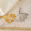 18K Gold Plated Stainless Steel Leaf Adjustable Open Ring