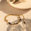 18K Gold Plated Stainless Steel Bracelet with Natural Stone and Pearl Inlay