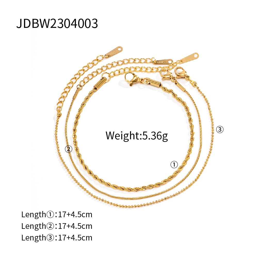 18K Gold Plated Stainless Steel Luxury Chain Bracelet for Women