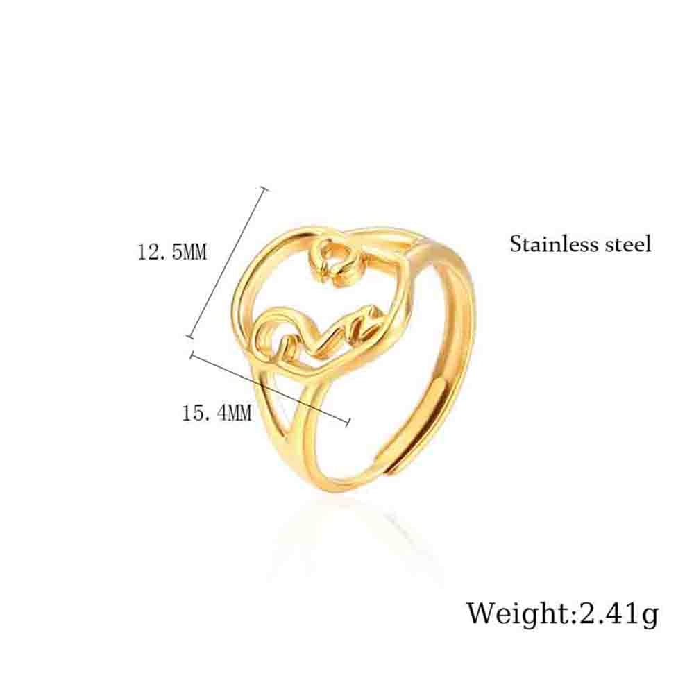 18K Gold Plated Abstract Face Adjustable Stainless Steel Ring