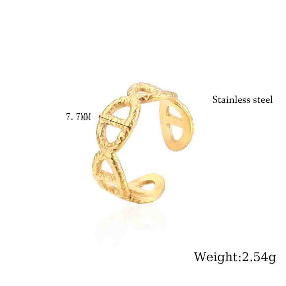 18K Gold Plated Stainless Steel Open Ring with C-Shape Design