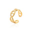 18K Gold Plated Stainless Steel Open Ring with C-Shape Design
