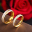 18K Gold Plated Stainless Steel Heart Inlay Gemstone Couple Rings