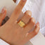 18K Gold Plated Stainless Steel Adjustable Feather Ring