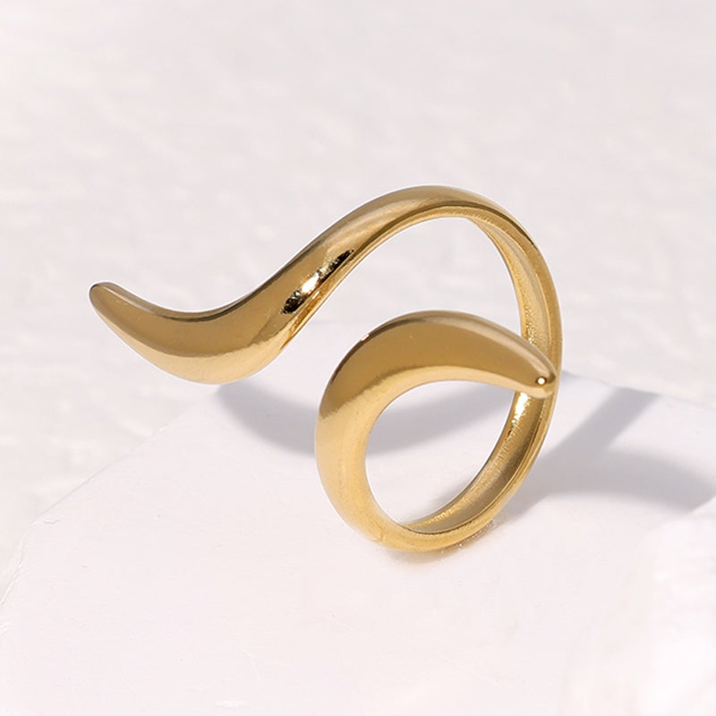 18K Gold Plated Minimalist Geometric Open Ring in Stainless Steel