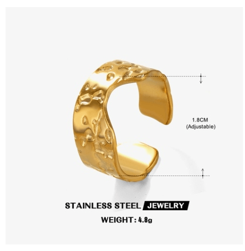 18K Gold Plated Irregular Open Adjustable Stainless Steel Ring