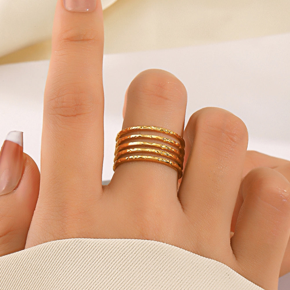 18K Gold Plated Stainless Steel Adjustable Open Line Ring