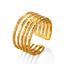 18K Gold Plated Stainless Steel Adjustable Open Line Ring