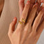 18K Gold Plated Stainless Steel Adjustable Open Palm Hug Ring for Women