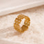 18K Gold Plated Vintage Geometric Adjustable Stainless Steel Ring