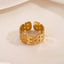 18K Gold Plated Vintage Geometric Adjustable Stainless Steel Ring