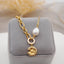 304 Stainless Steel Baroque Pearl Daisy Pendant Necklace with Gold Plated Copper Chain