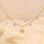 18K Gold Plated Floral Shell Glass Double Layer Necklace with Star and Moon Charm