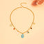 18K Gold Plated Floral Shell Glass Double Layer Necklace with Star and Moon Charm