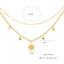 18K Gold Plated Floral Shell Glass Double Layer Necklace with Star and Moon Charm