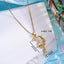 304 Stainless Steel Moon Zircon Pendant Necklace with Gold-Plated Copper Inlay