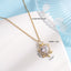 304 Stainless Steel Copper Tortoise Pendant Necklace with Zircon Inlay