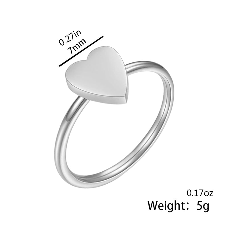 304 Stainless Steel Gold Plated Heart Ring with Custom Engraving Option