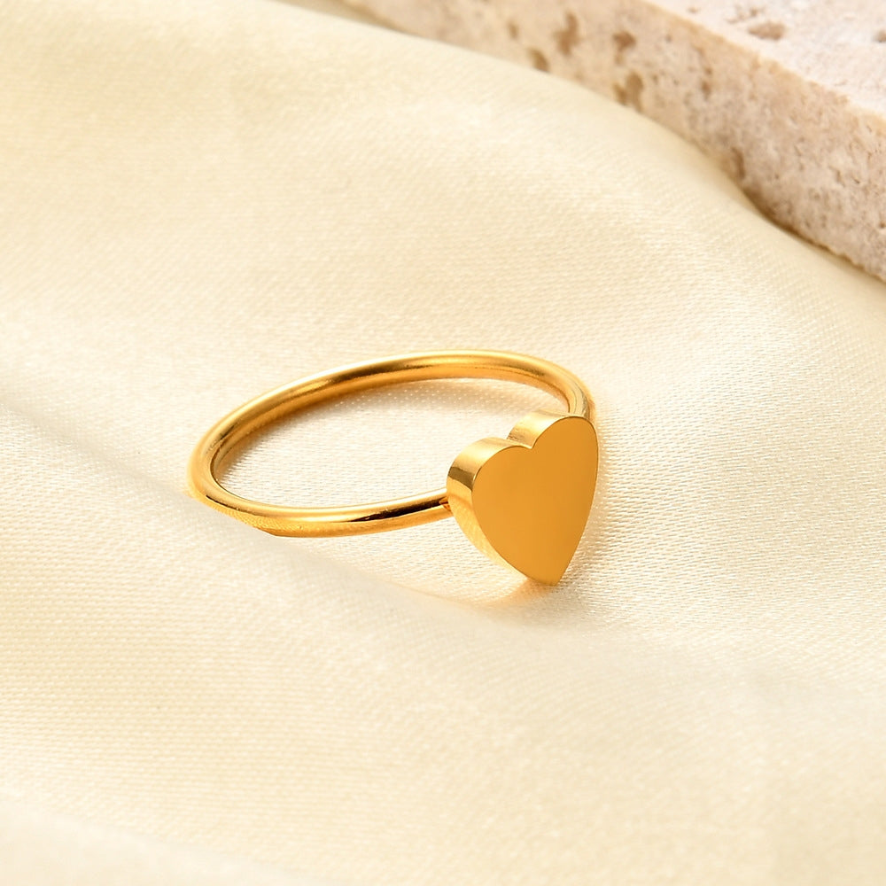 304 Stainless Steel Gold Plated Heart Ring with Custom Engraving Option