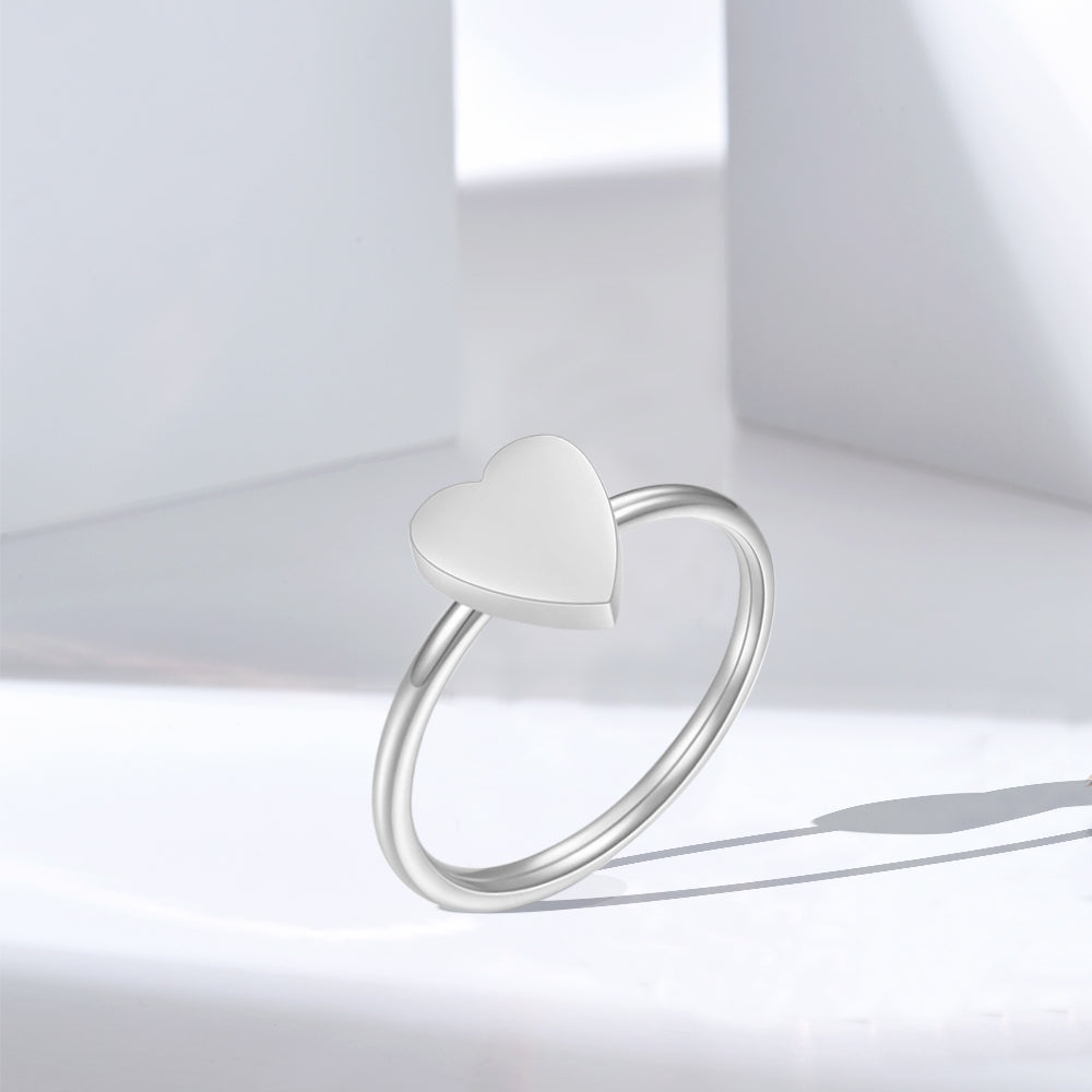 304 Stainless Steel Gold Plated Heart Ring with Custom Engraving Option