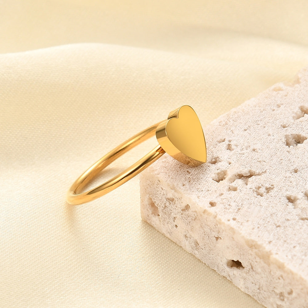 304 Stainless Steel Gold Plated Heart Ring with Custom Engraving Option