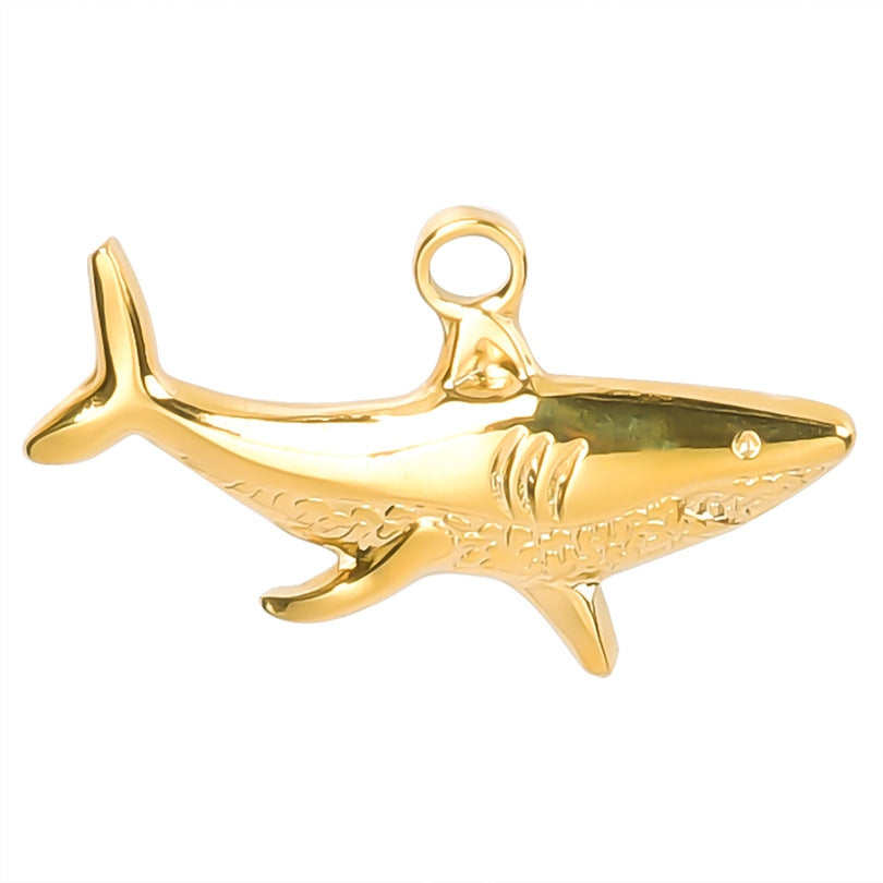 304 Stainless Steel Shark Pendant Necklace with Colorful DIY Charm