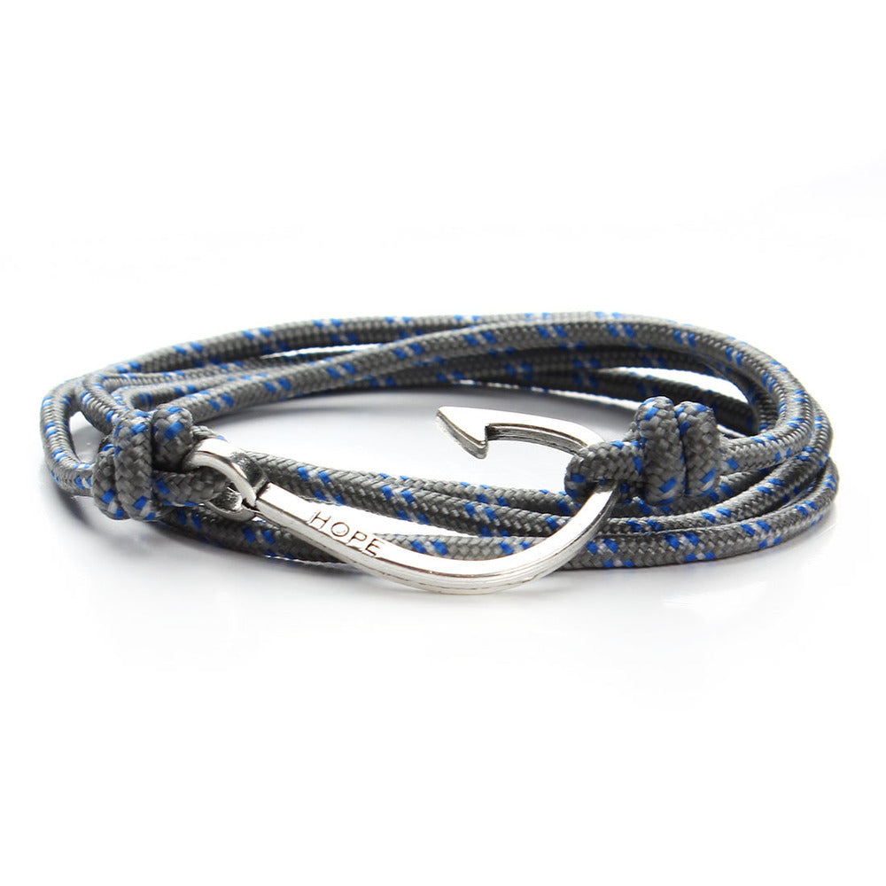 Sky Blue Fishhook Alloy Rope Layered Unisex Bracelet