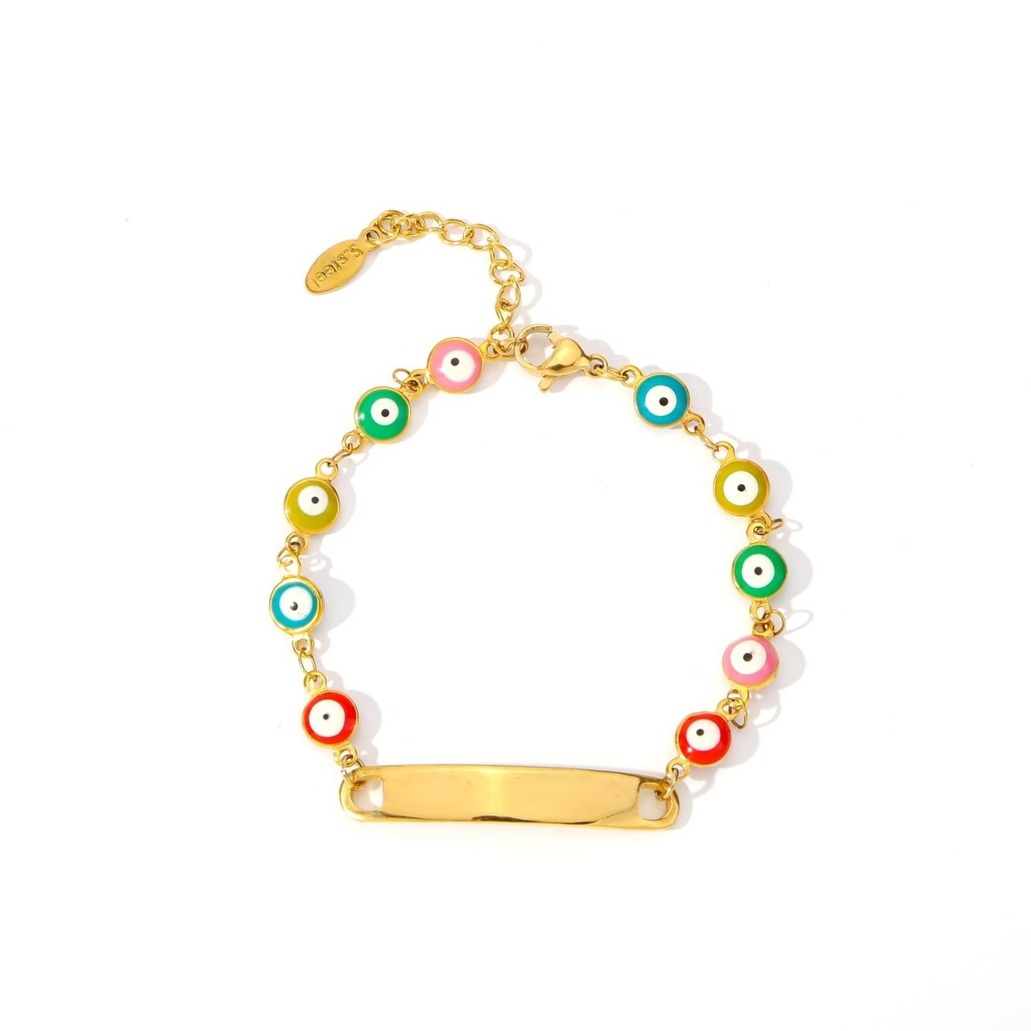 Gold Plated Geometric & Bohemian Devil's Eye Stainless Steel Bracelet