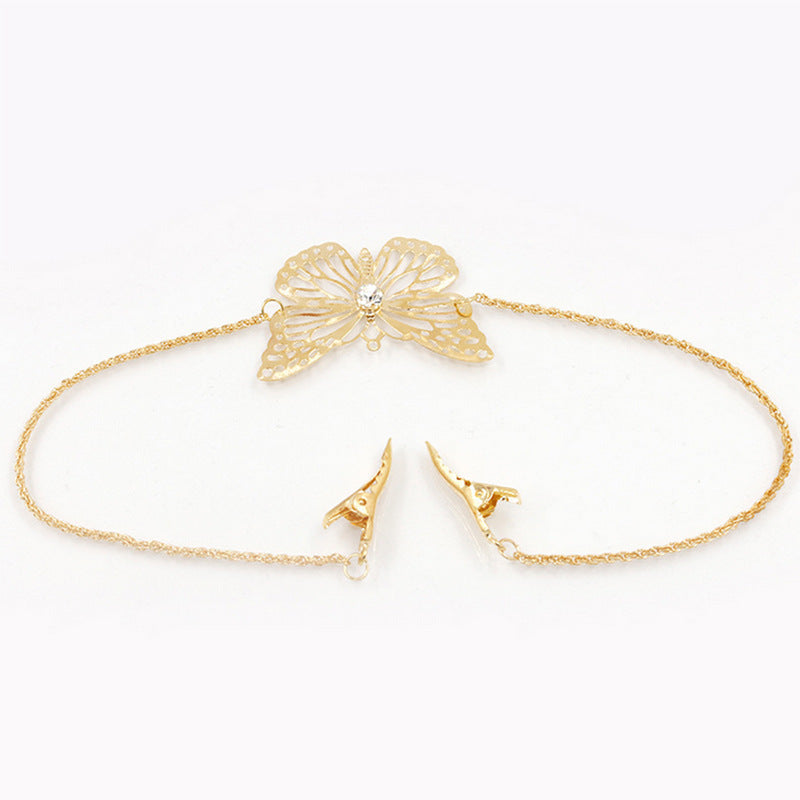 Fairy Leaf Butterfly Alloy Hair Band with Tassel Chain