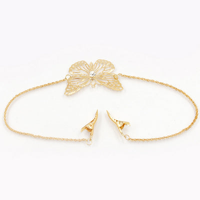 Fairy Leaf Butterfly Alloy Hair Band with Tassel Chain