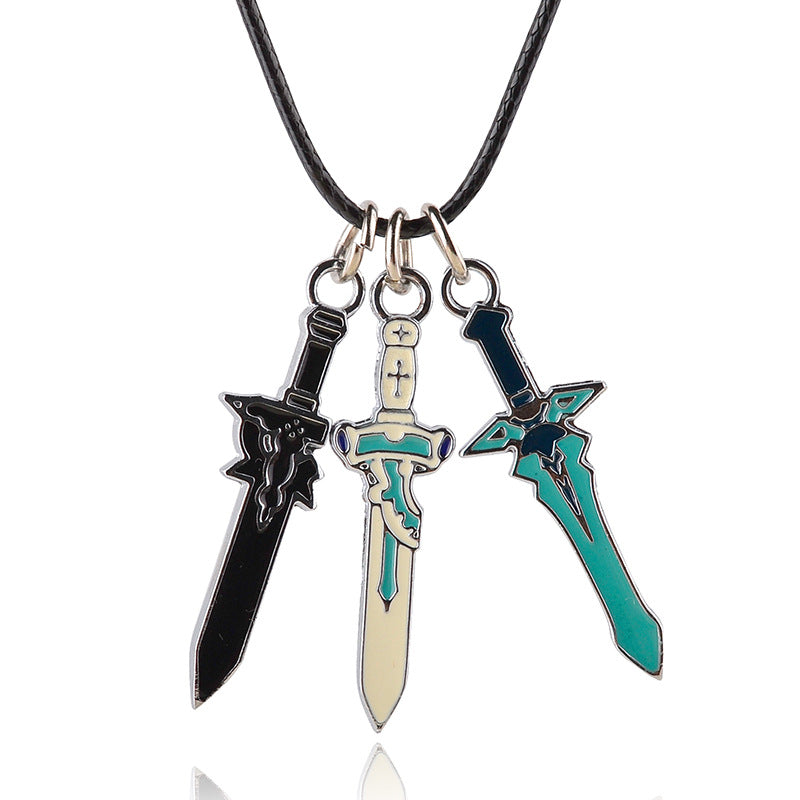 New Simple Fashion Three Sword Pendant Necklace