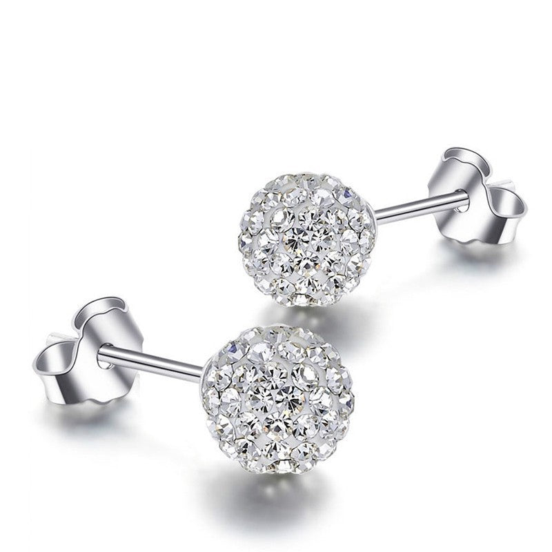 Fashion Heart Shape Alloy Inlay Zircon Ear Studs