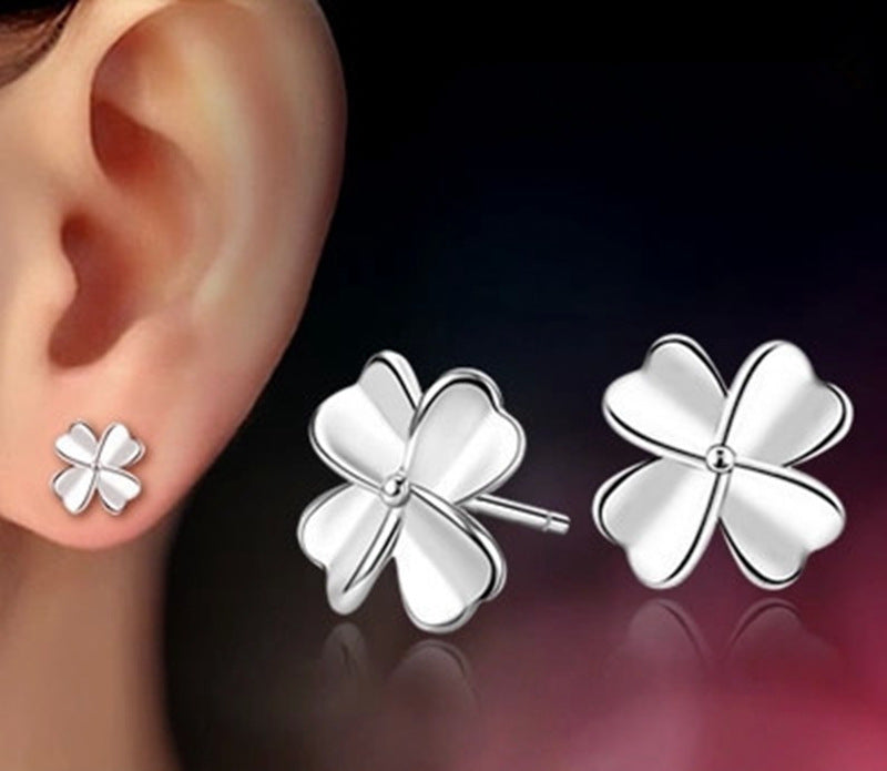 Fashion Heart Shape Alloy Inlay Zircon Ear Studs