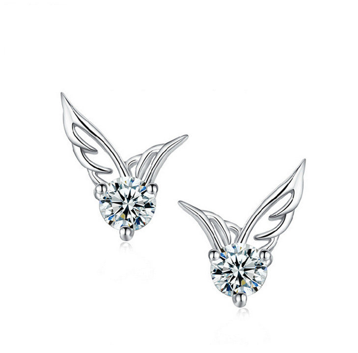 Fashion Heart Shape Alloy Inlay Zircon Ear Studs