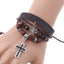 Vintage Geometric PU Leather Beaded Cross Cowhide Bracelet