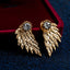 Retro Angel Wings Feather Alloy Earrings with Diamond Accents