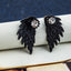 Retro Angel Wings Feather Alloy Earrings with Diamond Accents