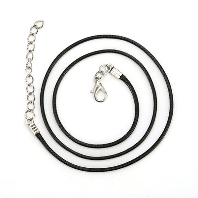 Handmade PU Leather Jewelry Accessories with Black Wax Cord Necklace