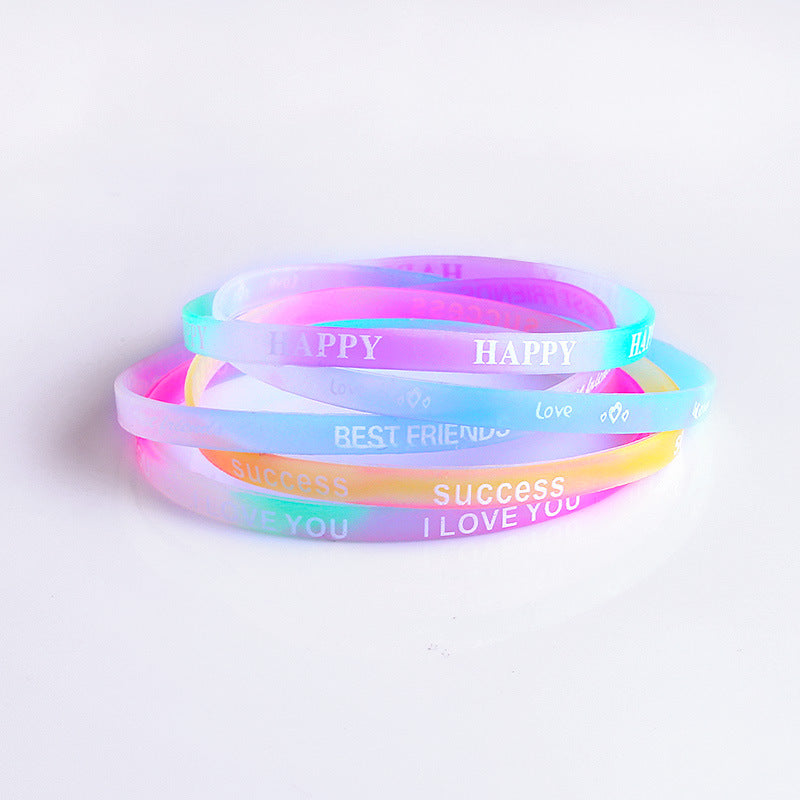 Unisex Geometric Silicone Letter Bracelets - Fashion Printed Rubber Wristbands